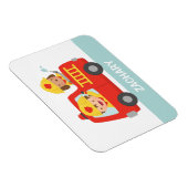 Magnet Flexible Camion feu rouge avec pompier garçon et chiot (Côté Droit)