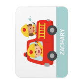 Magnet Flexible Camion feu rouge avec pompier garçon et chiot (Vertical)