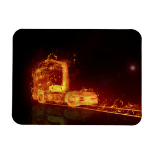 Magnet Flexible Camion feu rouge dans les flammes d'incendie