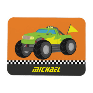 Magnet Flexible Camion Monstre Vert de Course Cool pour Garçons Pi