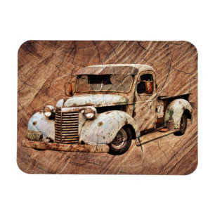 Magnet Flexible Camion vintage Bois rustique