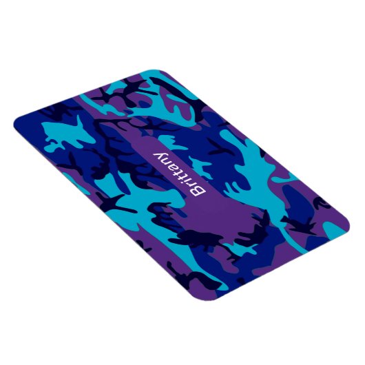 Magnet Flexible Camouflage bleu foncé & violet Motif Ajouter Nom (Côté Droit)