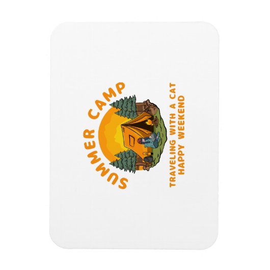 Magnet Flexible Camp d'été en voyage avec un chat (Vertical)