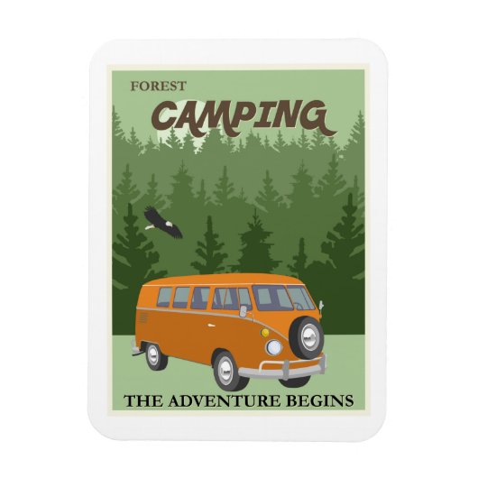 Magnet Flexible Camping forestier Camper Van Affiche de voyage (Vertical)