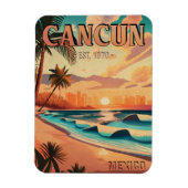 Magnet Flexible Cancún Mexique Palm Tree Sunset Voyage Souvenir (Vertical)