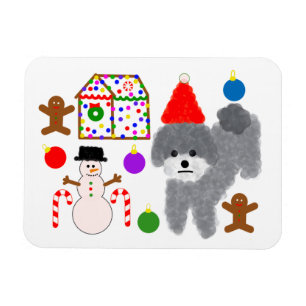 Magnet Flexible Caniche gris Noël #2 Aimant