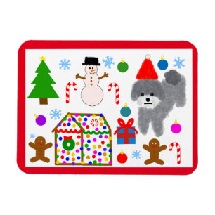 Magnet Flexible Caniche gris Noël #3 Aimant
