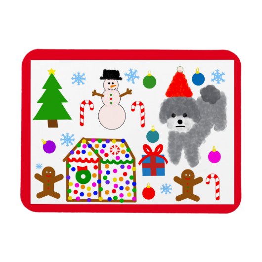Magnet Flexible Caniche gris Noël #3 Aimant (Horizontal)
