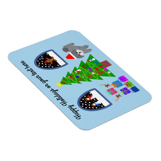 Magnet Flexible Caniche gris Noël #4 Aimant (Côté Droit)