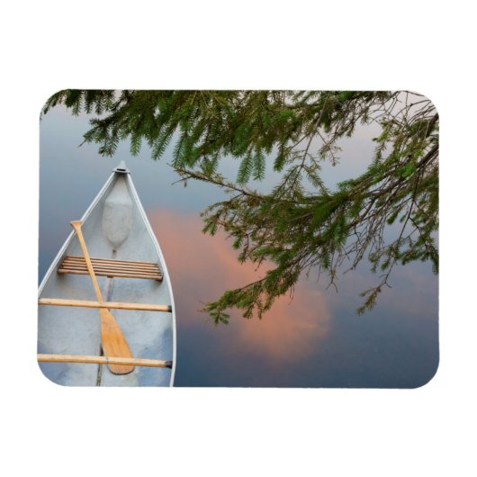 Magnet Flexible Canot sur le lac au coucher du soleil, Canada (Horizontal)