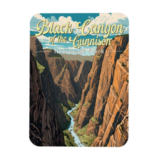 Magnet Flexible Canyon Noir Du Parc National Gunnison Art (Vertical)