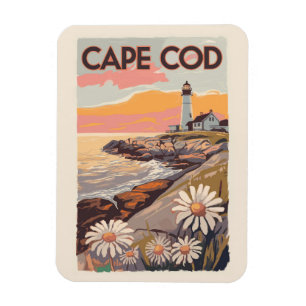 Magnet Flexible Cape Cod Massachusetts Art de voyage pictural Rétr