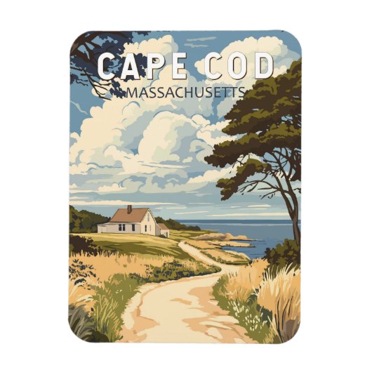 Magnet Flexible Cape Cod Massachusetts Voyage Art Vintage (Vertical)