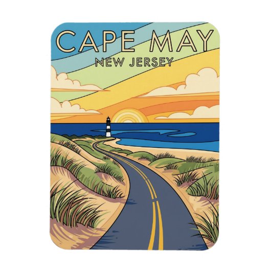 Magnet Flexible Cape May New Jersey Illustration Voyage (Vertical)