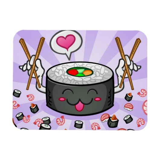 Magnet Flexible Caractère de dessin sushi Manger beaucoup de creve (Horizontal)