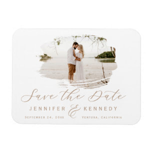 Magnet Flexible Caramel Beige Romantic Brushed Frame Save The Date