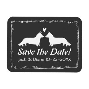 Magnet Flexible Cardigan Corgis Mariage Enregistrer la date