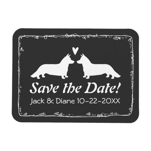Magnet Flexible Cardigan Corgis Mariage Enregistrer la date (Horizontal)