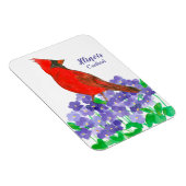 Magnet Flexible Cardinal Bird Violet Fleurs d'Aquarelle (Côté Droit)