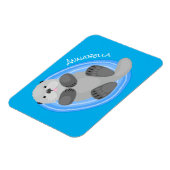 Magnet Flexible Caricature bleu loutre de mer joyeux (Côté Gauche)