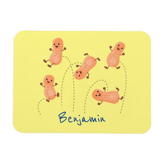 Magnet Flexible Caricature de cacahuètes joyeux sautillant (Horizontal)