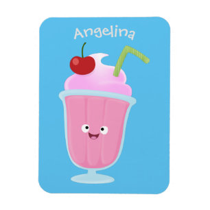 Magnet Flexible Caricature de crème glacée de fraise mignonne
