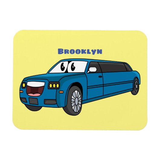 Magnet Flexible Caricature de la Limousine bleu mignonne (Horizontal)