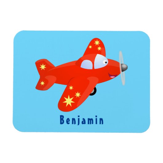 Magnet Flexible Caricature de vol d'avion rouge mignon (Horizontal)