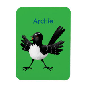 Magnet Flexible Caricature de Willie Wagtail australienne personna