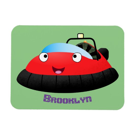 Magnet Flexible Caricature d'hovercraft rouge joyeux (Horizontal)