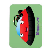 Magnet Flexible Caricature d'hovercraft rouge joyeux (Vertical)