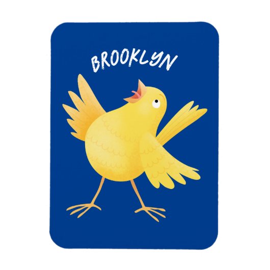 Magnet Flexible Caricature d'oiseau canari jaune chantant mignon (Vertical)