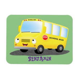 Magnet Flexible Caricature du bus scolaire jaune joyeux