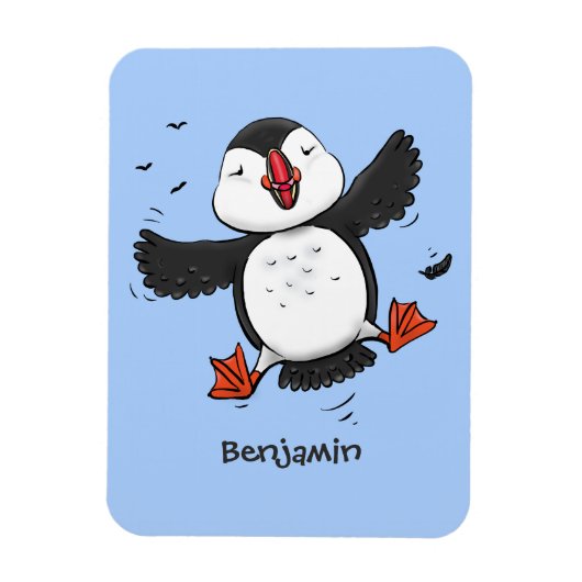 Magnet Flexible Caricature en bleu bouffin joyeux (Vertical)