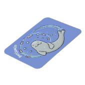 Magnet Flexible Caricature joyeux de phoque et de poisson bleu (Côté Gauche)