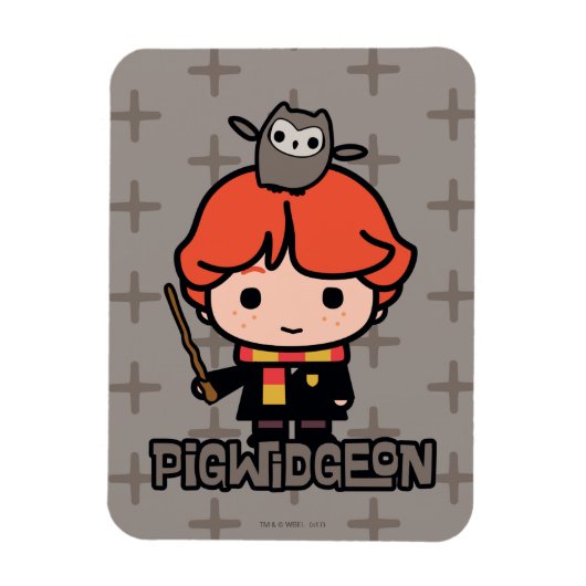 Magnet Flexible Caricature Ron Weasley et Pigwidgeon (Vertical)