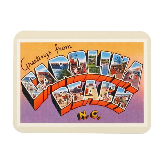 Magnet Flexible Carolina Beach North Carolina NC Carte postale Vin (Horizontal)