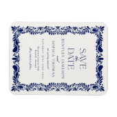 Magnet Flexible Carreaux de Talavera bleus Save the Date Fiesta es (Horizontal)