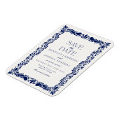 Magnet Flexible Carreaux de Talavera bleus Save the Date Fiesta es (Côté Gauche)