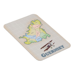 Magnet Flexible carte ancienne de Guernesey