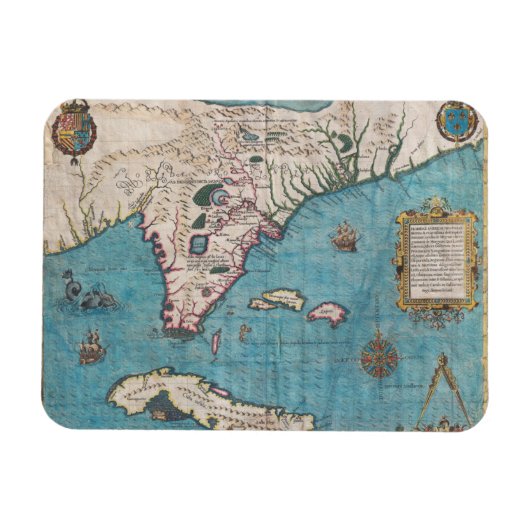 Magnet Flexible Carte antique de Floride et Cuba (Horizontal)