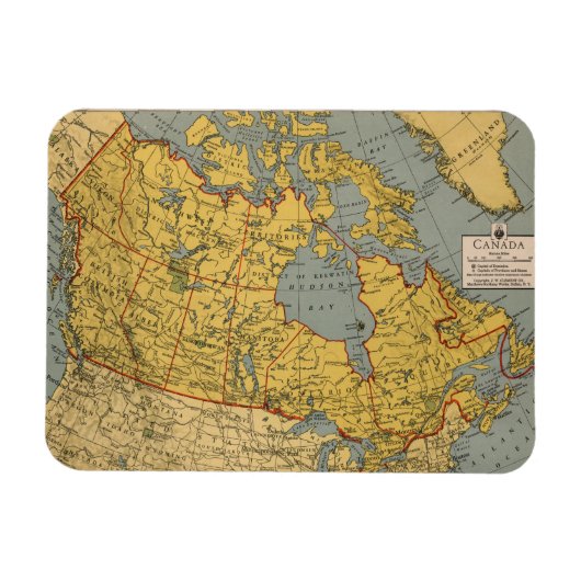 Magnet Flexible Carte antique du Canada (Horizontal)
