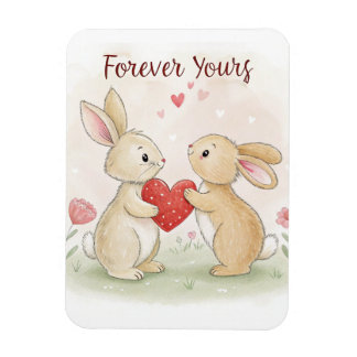 Magnet Flexible Carte Bunny romantique - Pour toujours votre