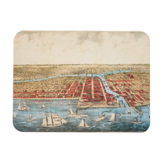 Magnet Flexible CARTE : CHICAGO, c1857 (Horizontal)