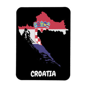 Magnet Flexible Carte Croatie Drapeau Coloré Photo Vintage