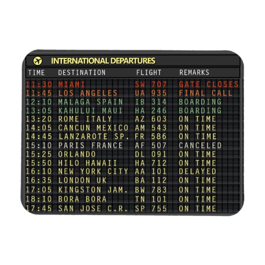 Magnet Flexible Carte d'aéroport (personnalisable en texte) (Horizontal)