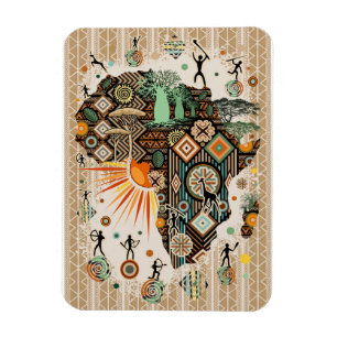 Magnet Flexible Carte d'Afrique motif décoratif éléments tribaux