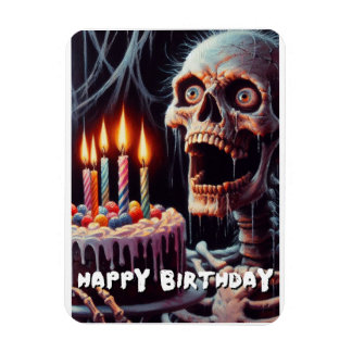 Magnet Flexible Carte d'anniversaire effrayante un squelette un gâ