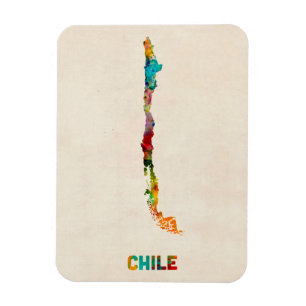 Magnet Flexible Carte d'aquarelle du Chili