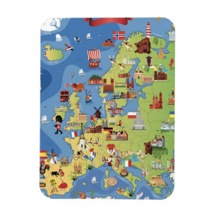 Magnet Flexible Carte de bande dessinée de l'Europe